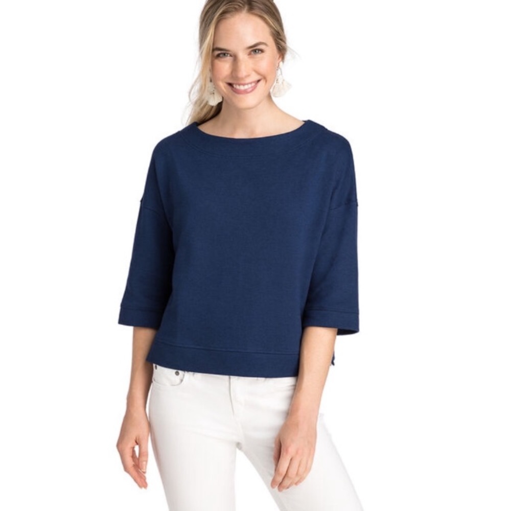 Vineyard Vines Navy Blue Cropped Sweater NWOT